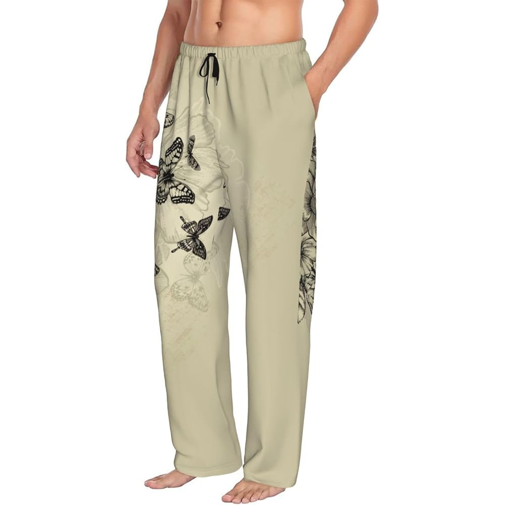 【WEWILL】PAISLEY PAJAMA TROUSERS Mens Pajama Pants - Paisley Pattern Black White Mens